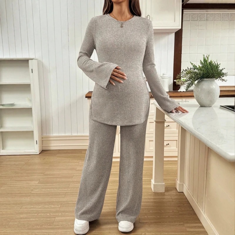 Maternity Wear - Knitted Maternity Suit Horn Long Sleeved