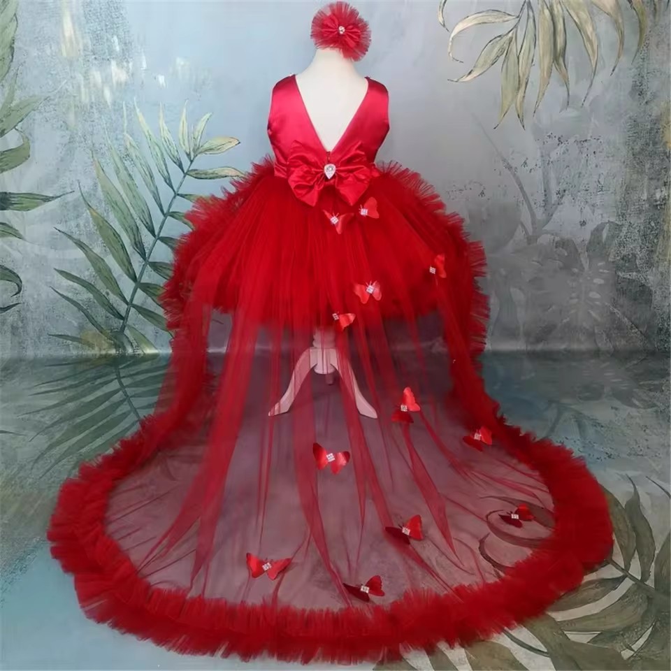 Customized Red Flower Girl Dre - огляд і ціна Toddler Girl Tulle Party Dress