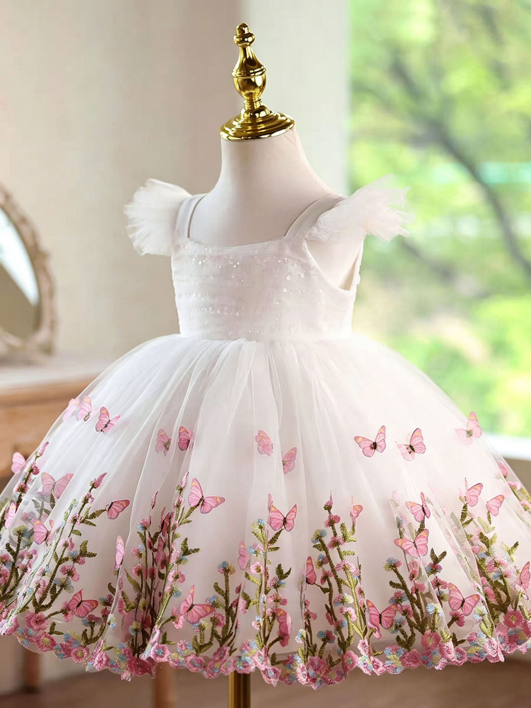 Jill Wish D277 White Butterfly - огляд і ціна Toddler Girl Tulle Party Dress