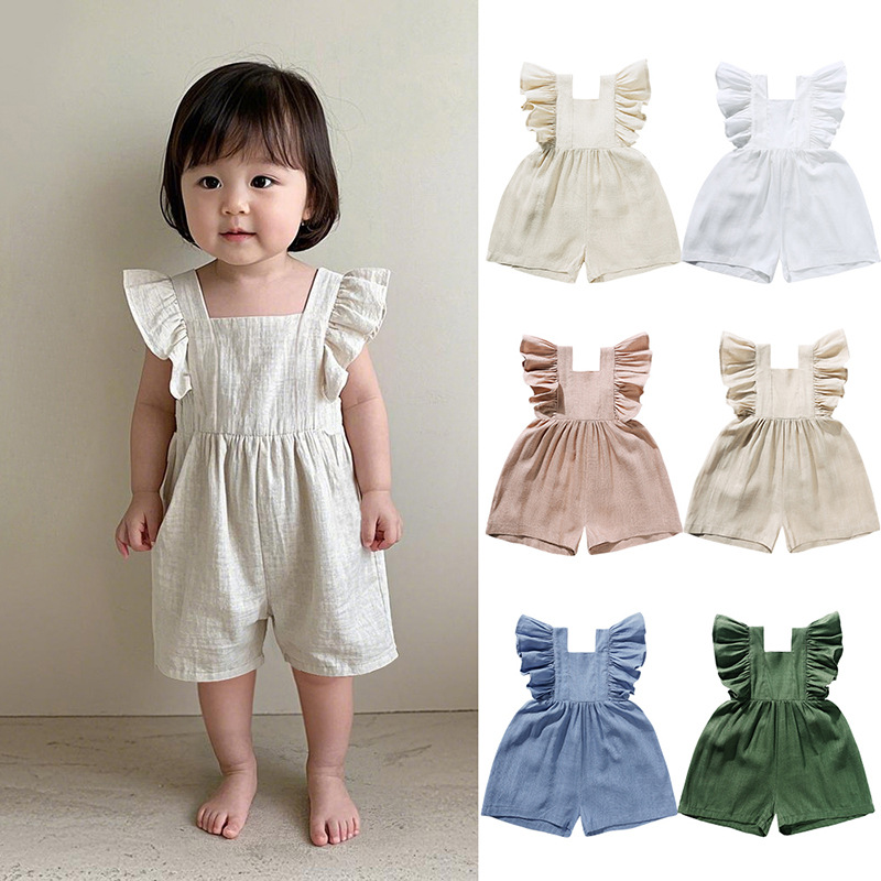 Summer Baby Clothes Unisex Gir - огляд і ціна Baby Summer Linen Sleeveless Jumpsuit
