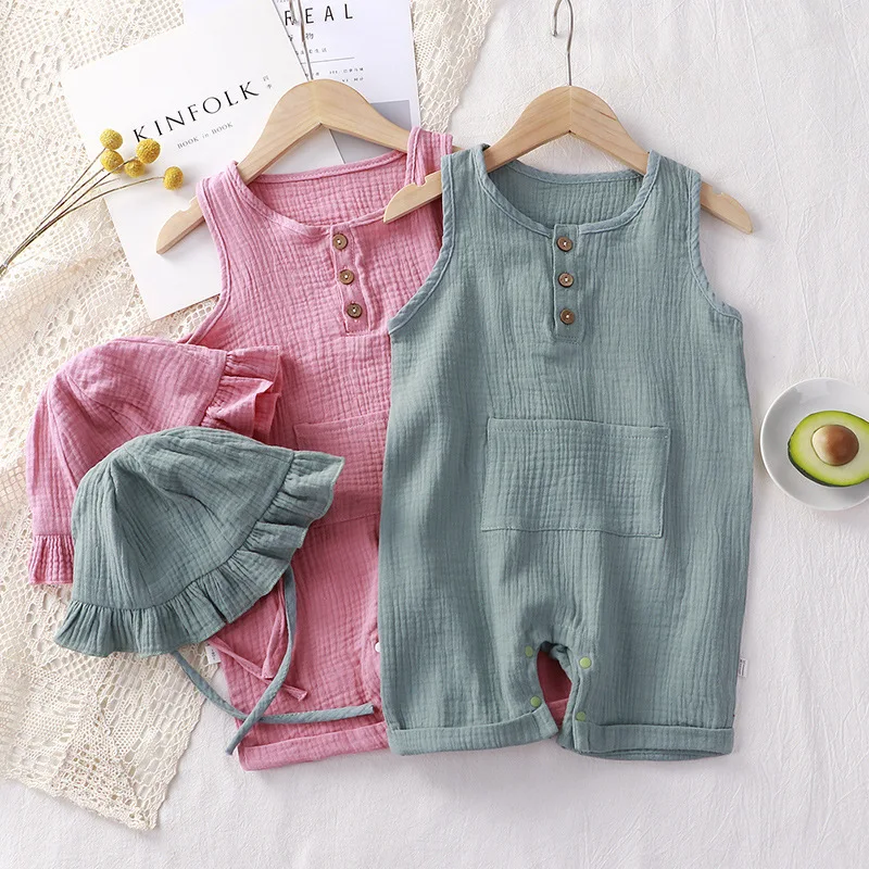 2Pcs/Set Baby Summer Clothing  - огляд і ціна Baby Summer Linen Sleeveless Jumpsuit